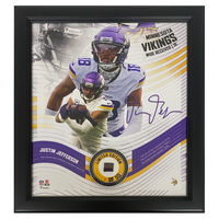 Justin Jefferson Vikings Framed 15" x 17" Game Used Football Collage LE 50