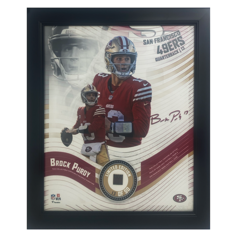 Brock Purdy 49ers Framed 15" x 17" Game Used Football Collage LE 13/50