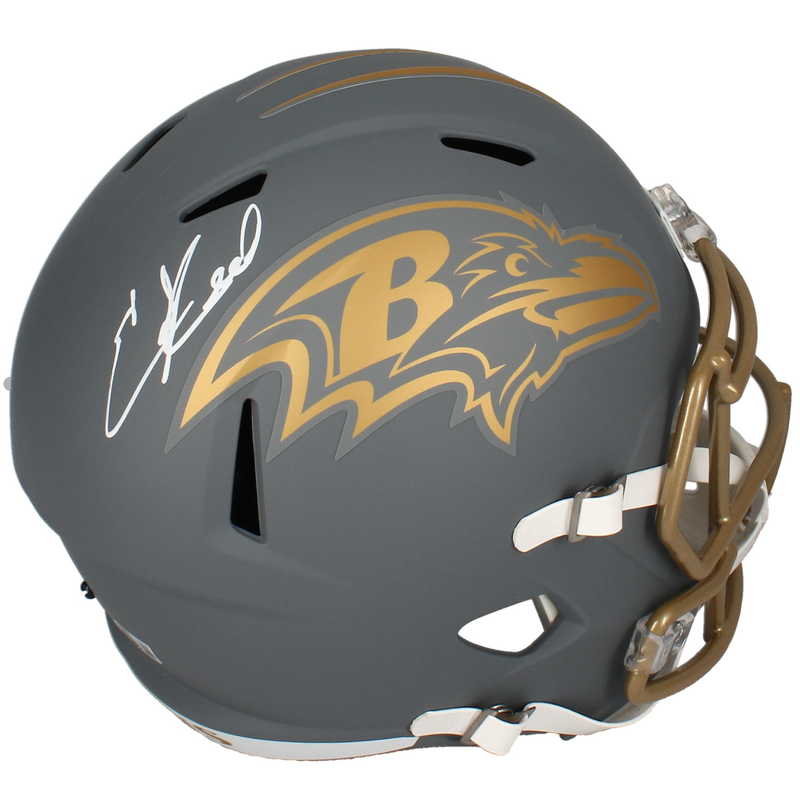 Ed Reed Autographed Ravens Full Size 'Slate' Replica Speed Helmet Beckett