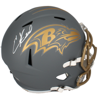 Ed Reed Autographed Ravens Full Size 'Slate' Replica Speed Helmet Beckett