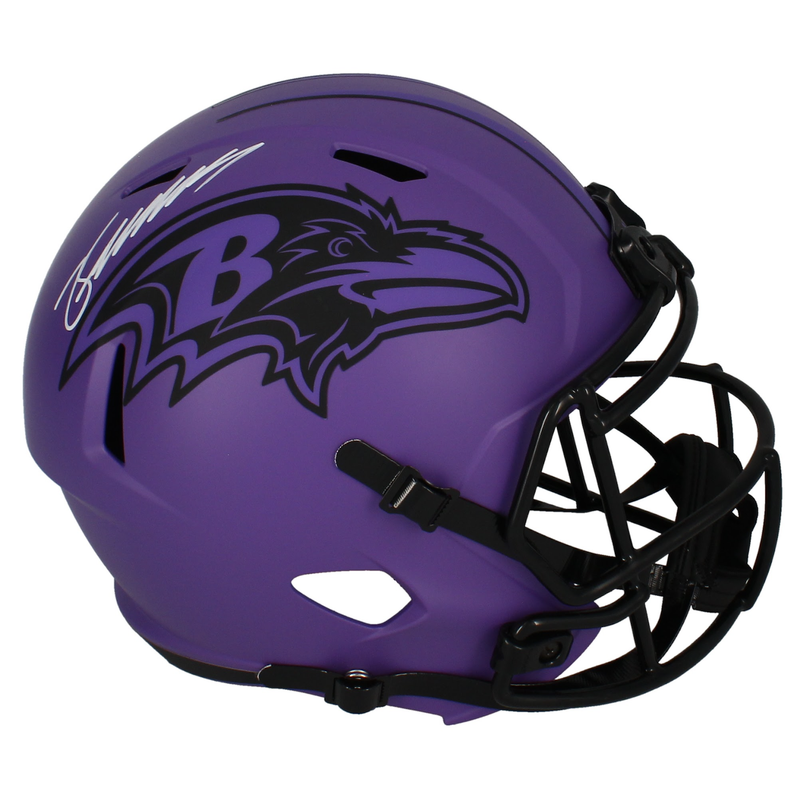 Zay Flowers Autographed Baltimore Ravens 'RAVE' Full Size Speed Helmet Beckett