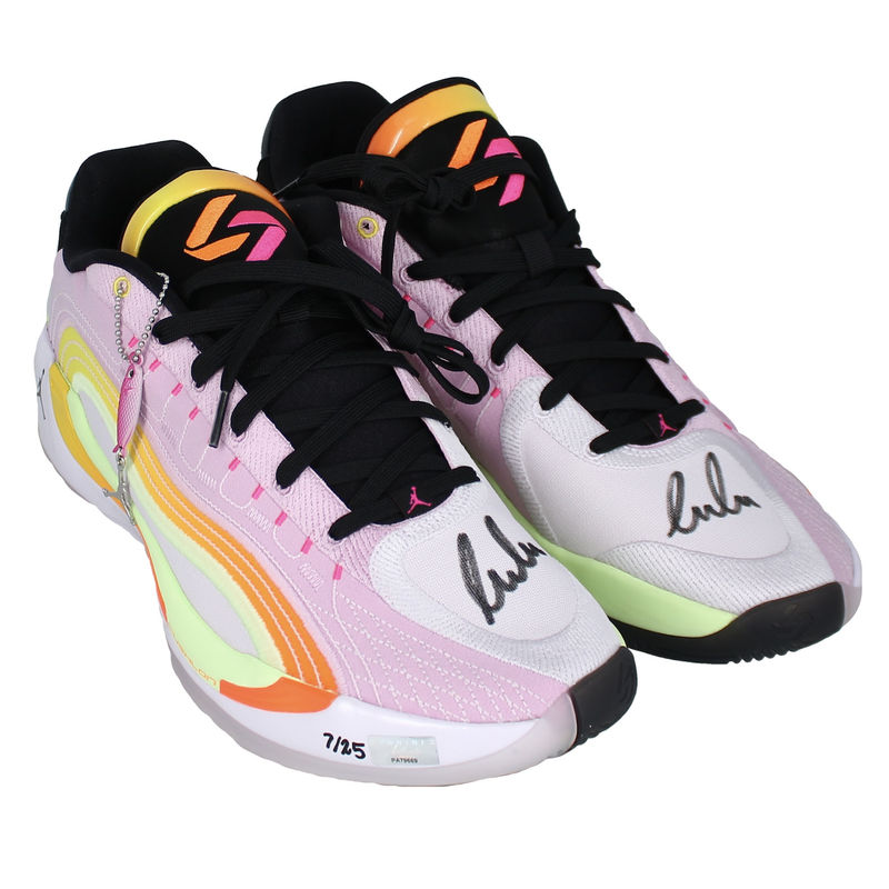 Luka Doncic Autographed Jordan Brand Luka 4 "Gone Fishing" Shoes Panini LE 25