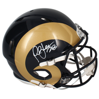 Marshall Faulk Autographed Rams Throwback Authentic Speed Helmet Beckett