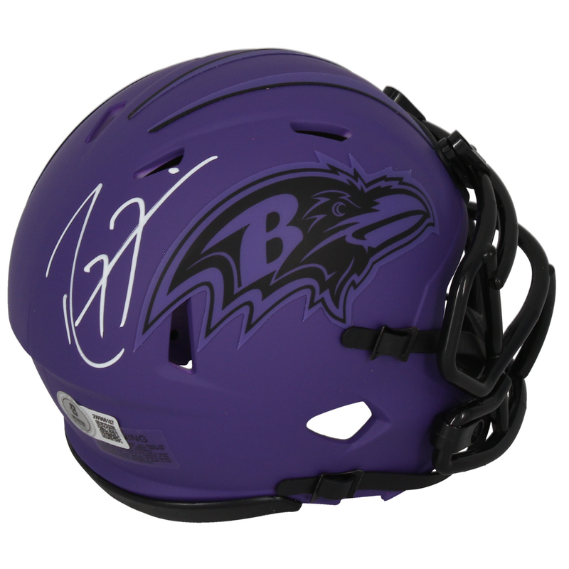 Ray Lewis Autographed Baltimore Ravens 'RAVE' Mini Speed Helmet Beckett