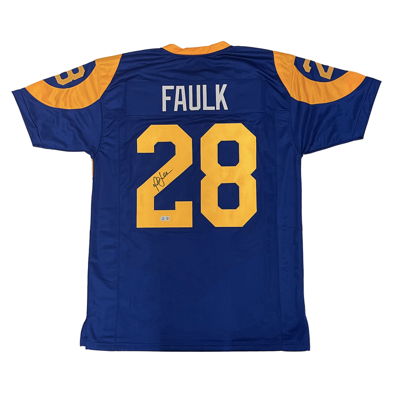 Marshall Faulk of the Los Angeles Rams Autographed Custom #28 Jersey Beckett
