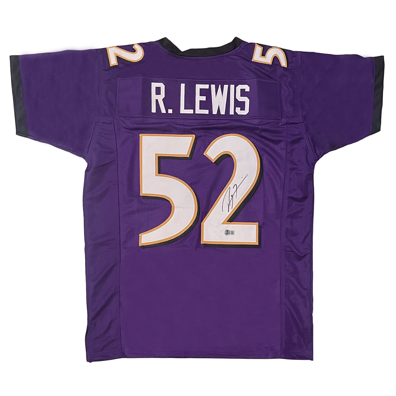 Ray Lewis of the Baltimore Ravens Autographed Custom Purple Jersey Beckett