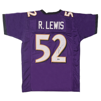 Ray Lewis of the Baltimore Ravens Autographed Custom Purple Jersey Beckett
