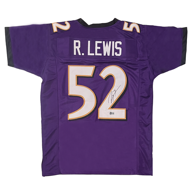 Ray Lewis of the Baltimore Ravens Autographed Custom Purple Jersey Beckett