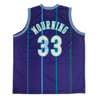 Alonzo Mourning Autographed Custom Charlotte Hornets #33 Purple Jersey JSA Witnessed