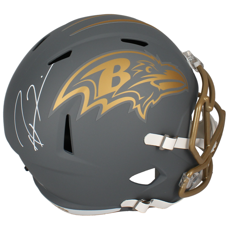 Ray Lewis Autographed Ravens Slate Full Size Speed Helmet Beckett Witnessed