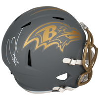 Ray Lewis Autographed Ravens Slate Full Size Speed Helmet Beckett Witnessed