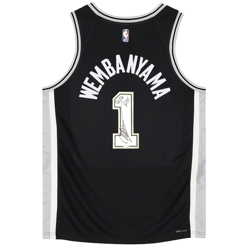 Victor Wembanyama Autographed "2024 ROY" San Antonio Spurs Black Icon Ed. Jersey Fanatics