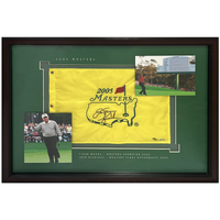 Tiger Woods / Jack Nicklaus Autographed Framed 2005 Masters Flag UDA LE 100