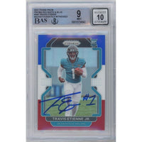 Travis Etienne Autographed Houston Texans 2021 Panini Prizm RC Card #344 RWB Texans Beckett 10