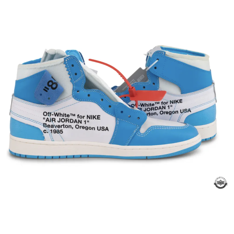Michael Jordan Autographed Nike 1 Retro High Off-White 'UNC' Shoes UDA LE 10
