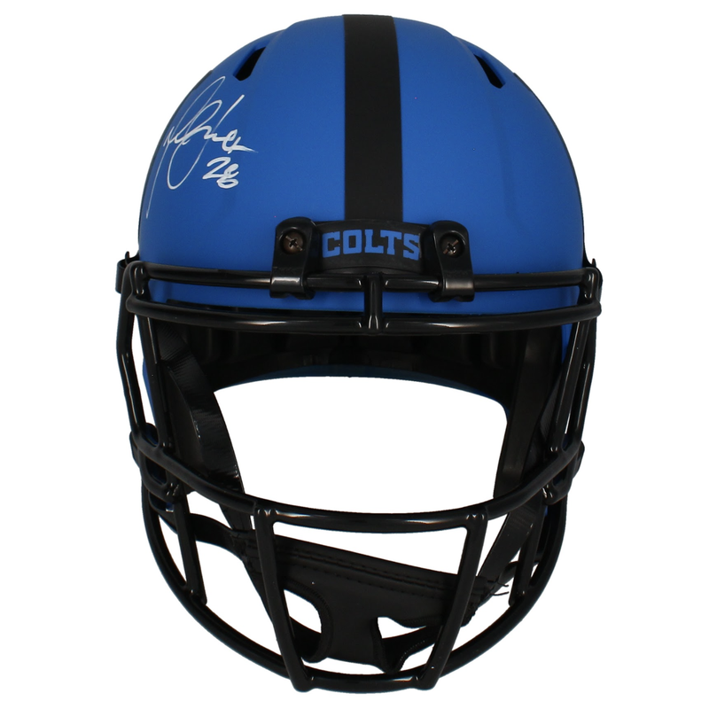 Marshall Faulk Autographed Colts 'RAVE' Full Size Speed Helmet Beckett