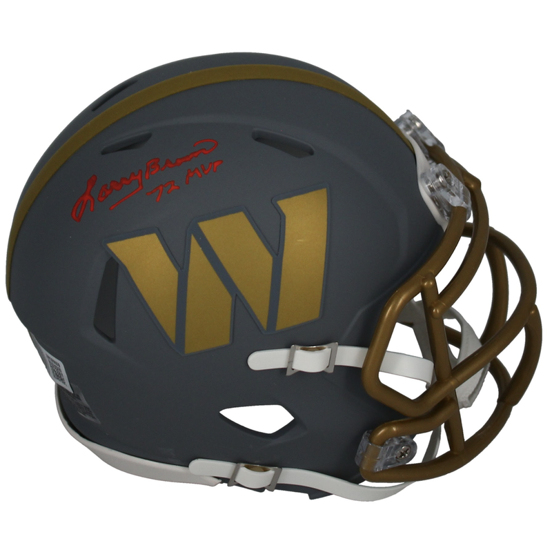 Larry Brown Autographed "72 MVP" Washington Commanders Slate Mini Helmet Beckett