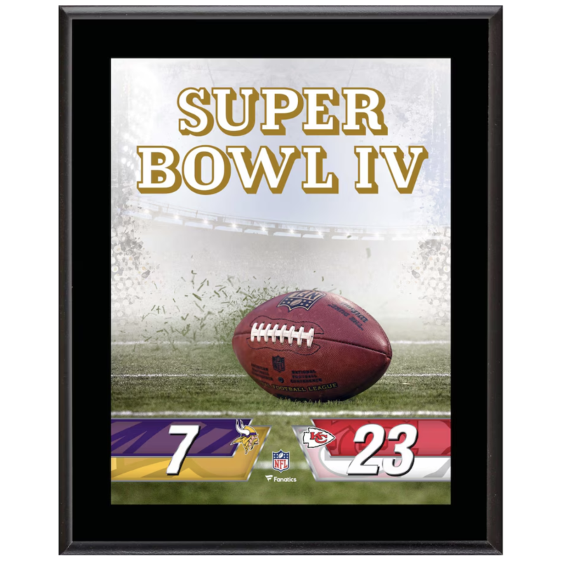 Kansas City Chiefs vs. Vikings Super Bowl IV 10.5" x 13" Sublimated Plaque