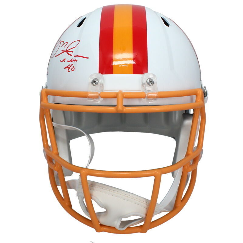 Mike Alstott Autographed Buccaneers Throwback Full Size Speed Helmet Beckett
