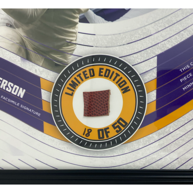 Justin Jefferson Vikings Framed 15" x 17" Game Used Football Collage LE 18/50