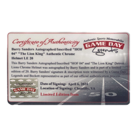 Barry Sanders Autographed "HOF '04" Chromed Authentic Helmet Beckett & GDL LE 20