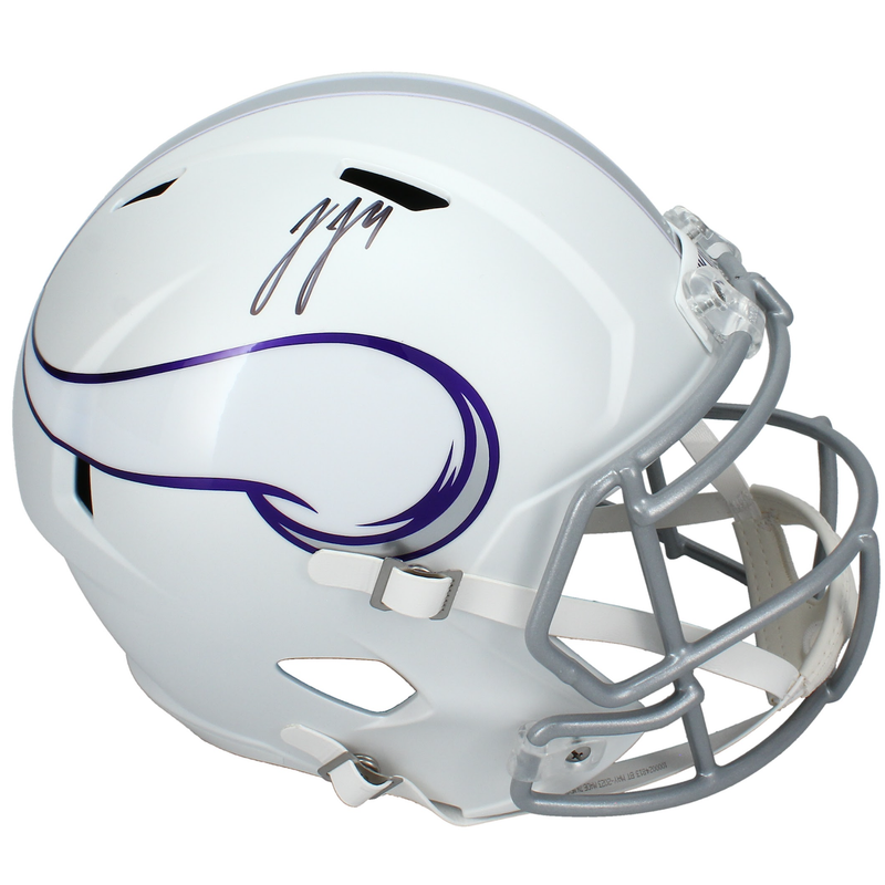 JJ McCarthy Autographed Minnesota Vikings Winter Warrior Full Size Speed Helmet Beckett