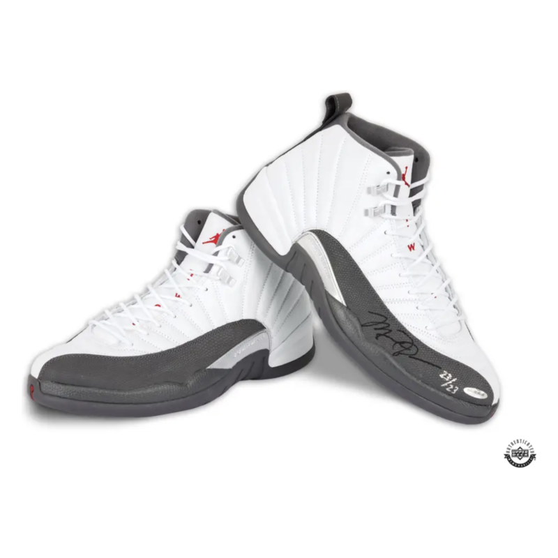 Michael Jordan Autographed Nike 12 Retro Dark Grey Shoes UDA LE 23