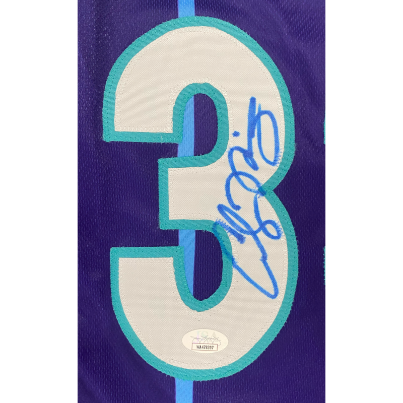 Alonzo Mourning Autographed Custom Charlotte Hornets #33 Purple Jersey JSA Witnessed
