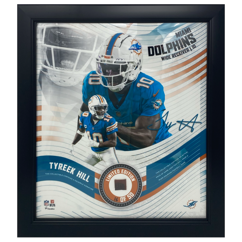 Tyreek Hill Miami Dolphins Framed 15 x 17 Game Used Football Collage LE 50