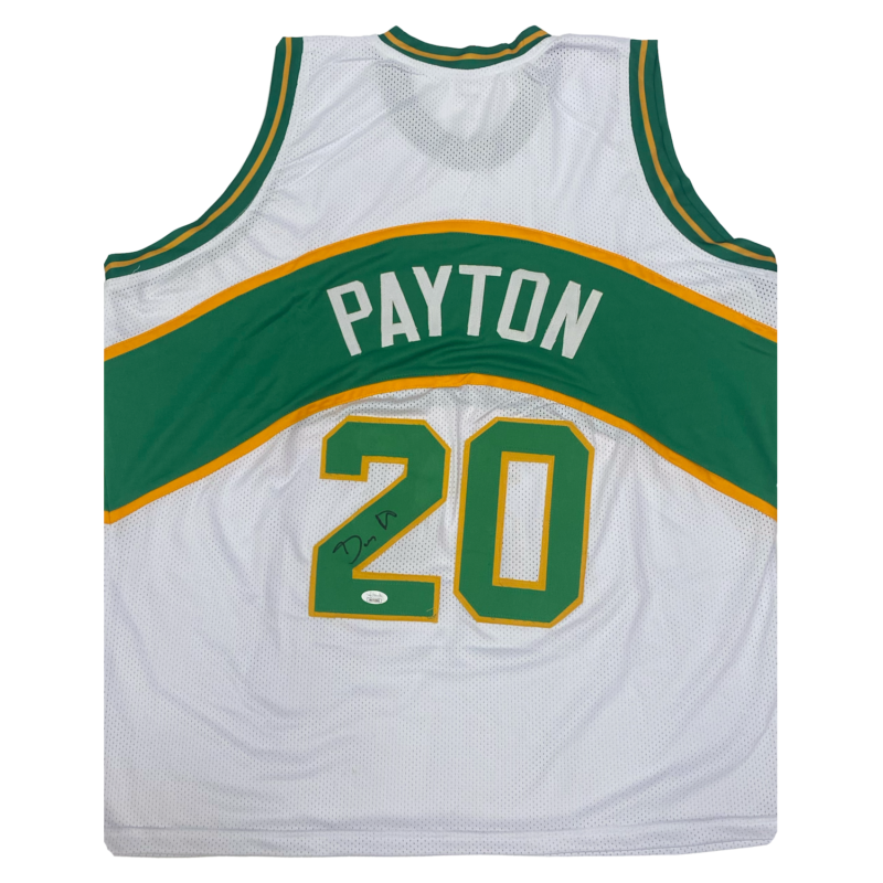 Gary Payton The Glove Autographed Seattle Supersonics Green / White #20 Custom Jersey JSA Witnessed