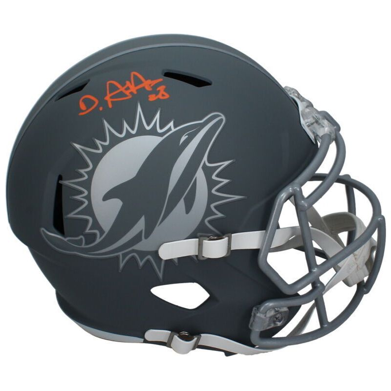 De'Von Achane Autographed Miami Dolphins Slate Full Size Speed Helmet Beckett