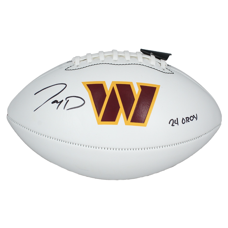 Jayden Daniels Autographed "24 OROY" Washington Commanders White Panel Football Fanatics