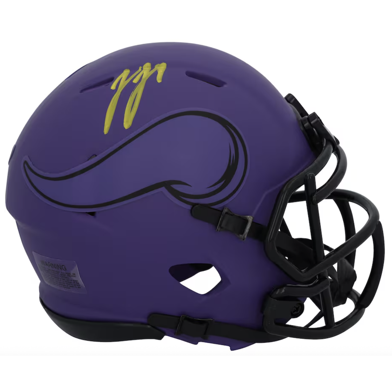J.J. McCarthy Autographed Minnesota Vikings 'RAVE' Mini Speed Helmet Fanatics