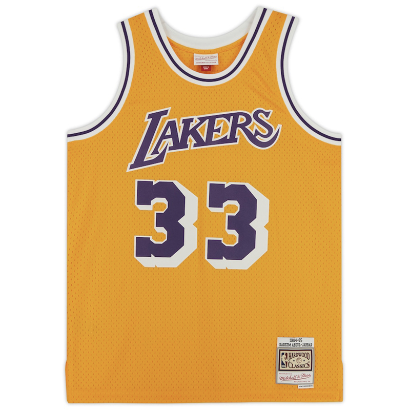 Kareem Abdul-Jabbar Autograped "HOF '95" LA Lakers M&N Swingman Jersey Fanatics