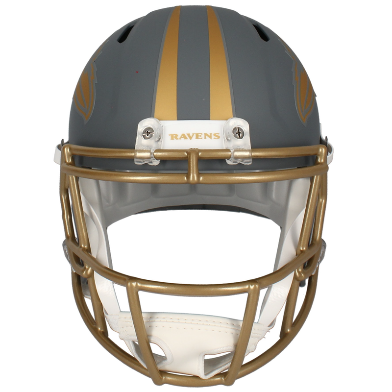 Ed Reed Autographed Ravens Full Size 'Slate' Replica Speed Helmet Beckett