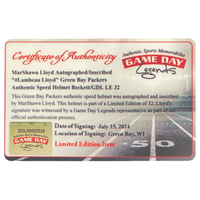 MarShawn Lloyd Autographed "#Lambeau Lloyd" Speed Helmet Beckett / GDL LE 32