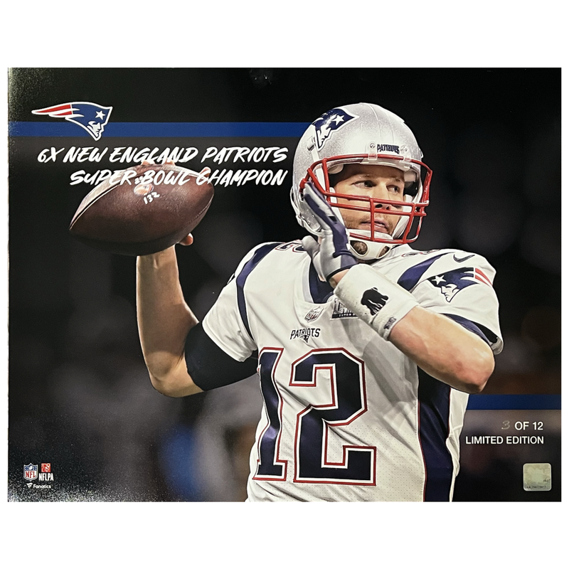 Tom Brady Unsigned Patriots 6x SB Champ 16" x 20" Photograph LE 12