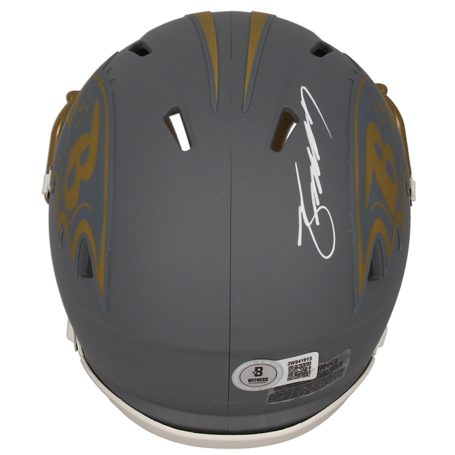Zay Flowers Autographed Baltimore Ravens 'Slate' Mini Speed Helmet Beckett