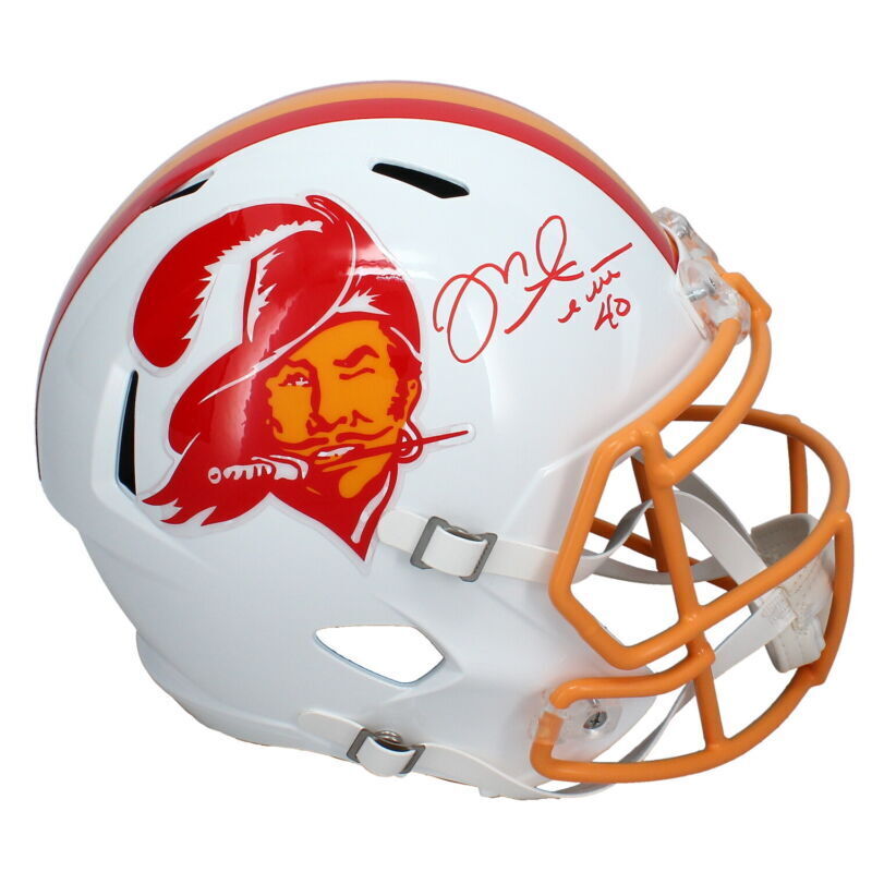Mike Alstott Autographed Buccaneers Throwback Full Size Speed Helmet Beckett