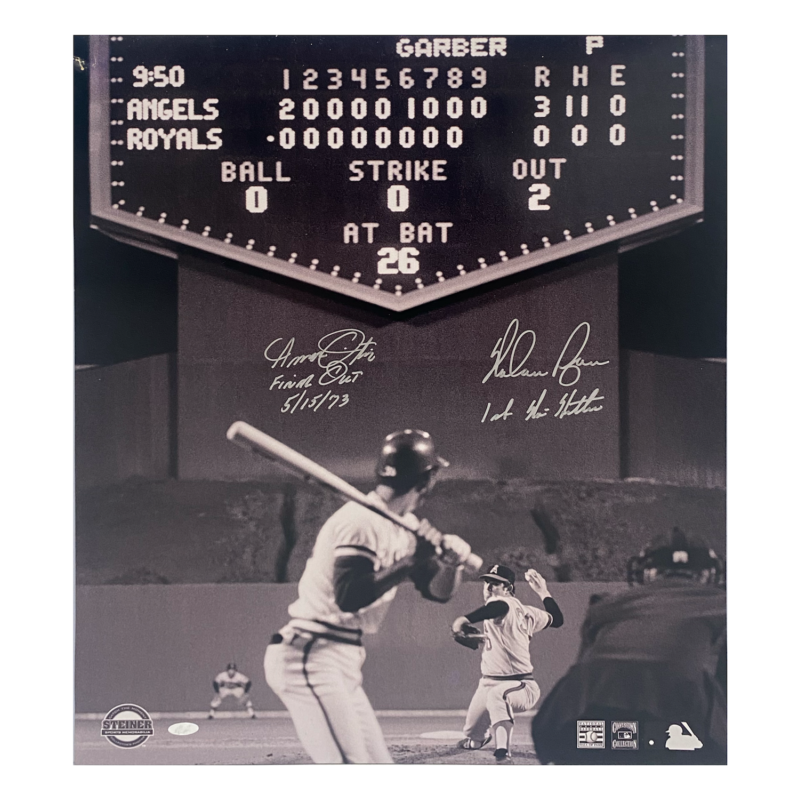 Nolan Ryan / Amos Otis Dual Signed / Inscribed 1st No Hitter 16 x 20 Photo Holo