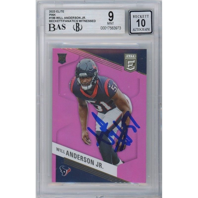 Will Anderson Jr. Autographed Houston Texans 2023 Donruss Elite RC Card #196 Texans Beckett 10