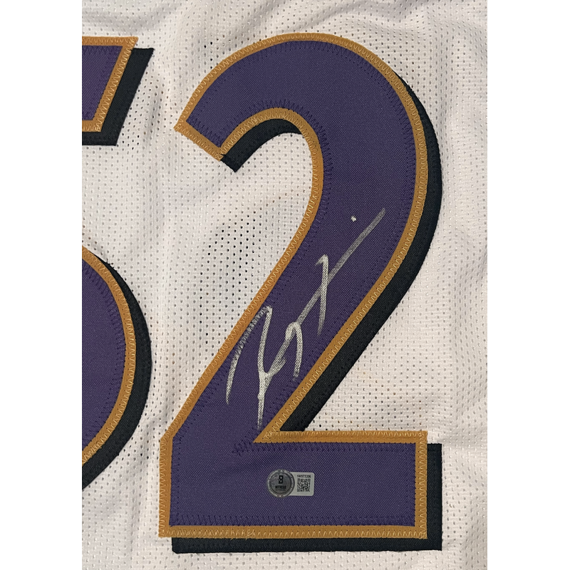 Ray Lewis of the Baltimore Ravens Autographed Custom White Jersey Beckett