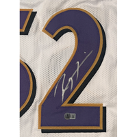 Ray Lewis of the Baltimore Ravens Autographed Custom White Jersey Beckett