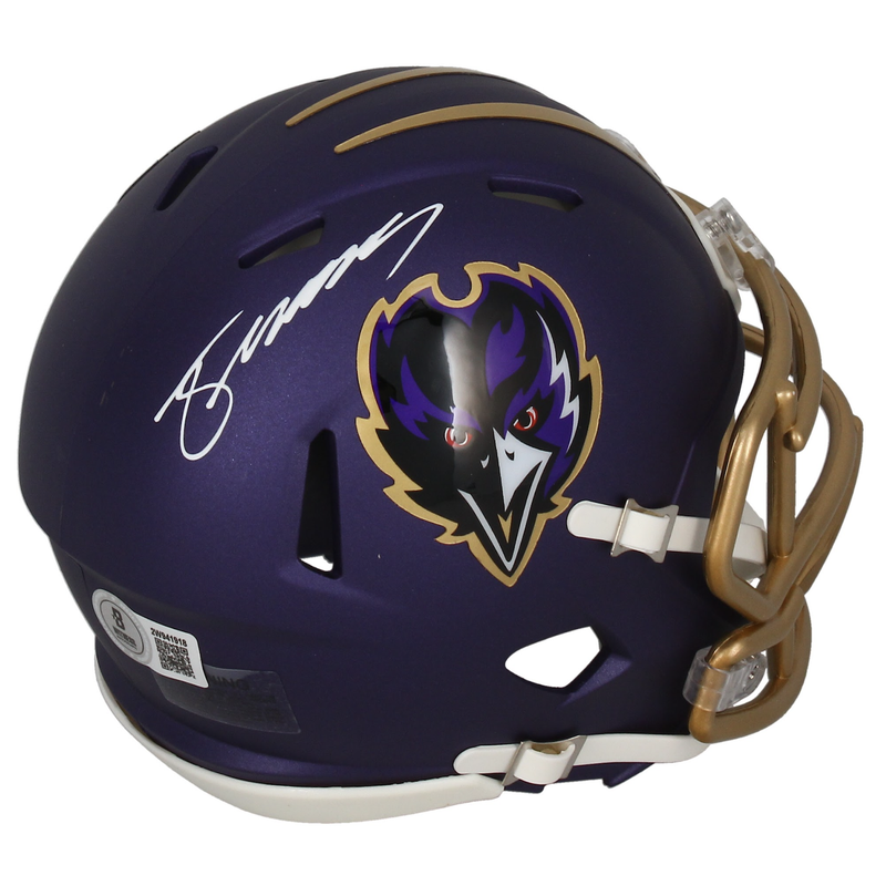 Zay Flowers Autographed Ravens 2024 Alternate Mini Speed Helmet Beckett