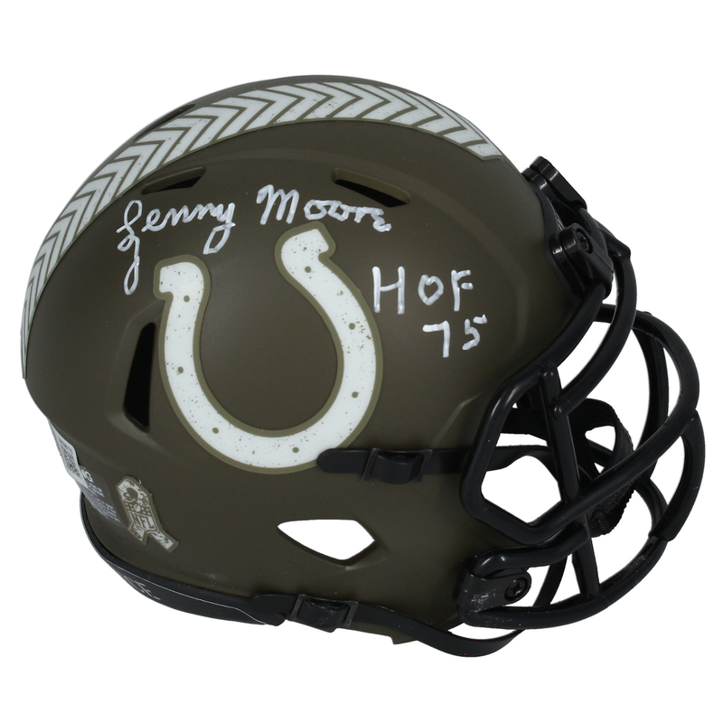 Lenny Moore Autographed "HOF 75" Colts STS Mini Speed Helmet Beckett
