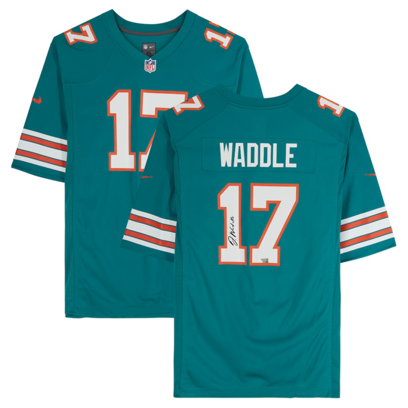 Jaylen Waddle Autographed Miami Dolphins Teal Nike Game Jersey Fanatics