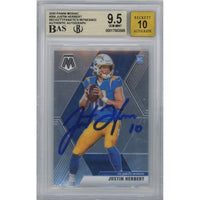 Justin Herbert Autographed Los Angeles Chargers 2020 Panini Mosaic RC Card #204 Chargers BGS 9.5