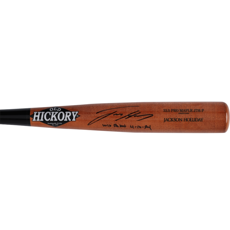 Jackson Holliday Autographed Orioles "MLB Debut 4-10-24" Game Model Bat Fanatics