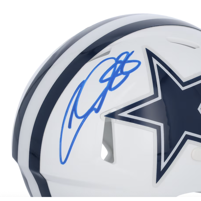 CeeDee Lamb Autographed Cowboys Alternate White Mini Speed Helmet Fanatics