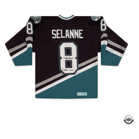 Teemu Selanne Autographed/Inscr Vintage Throwback Mighty Ducks 1997 Jersey UDA LE 25